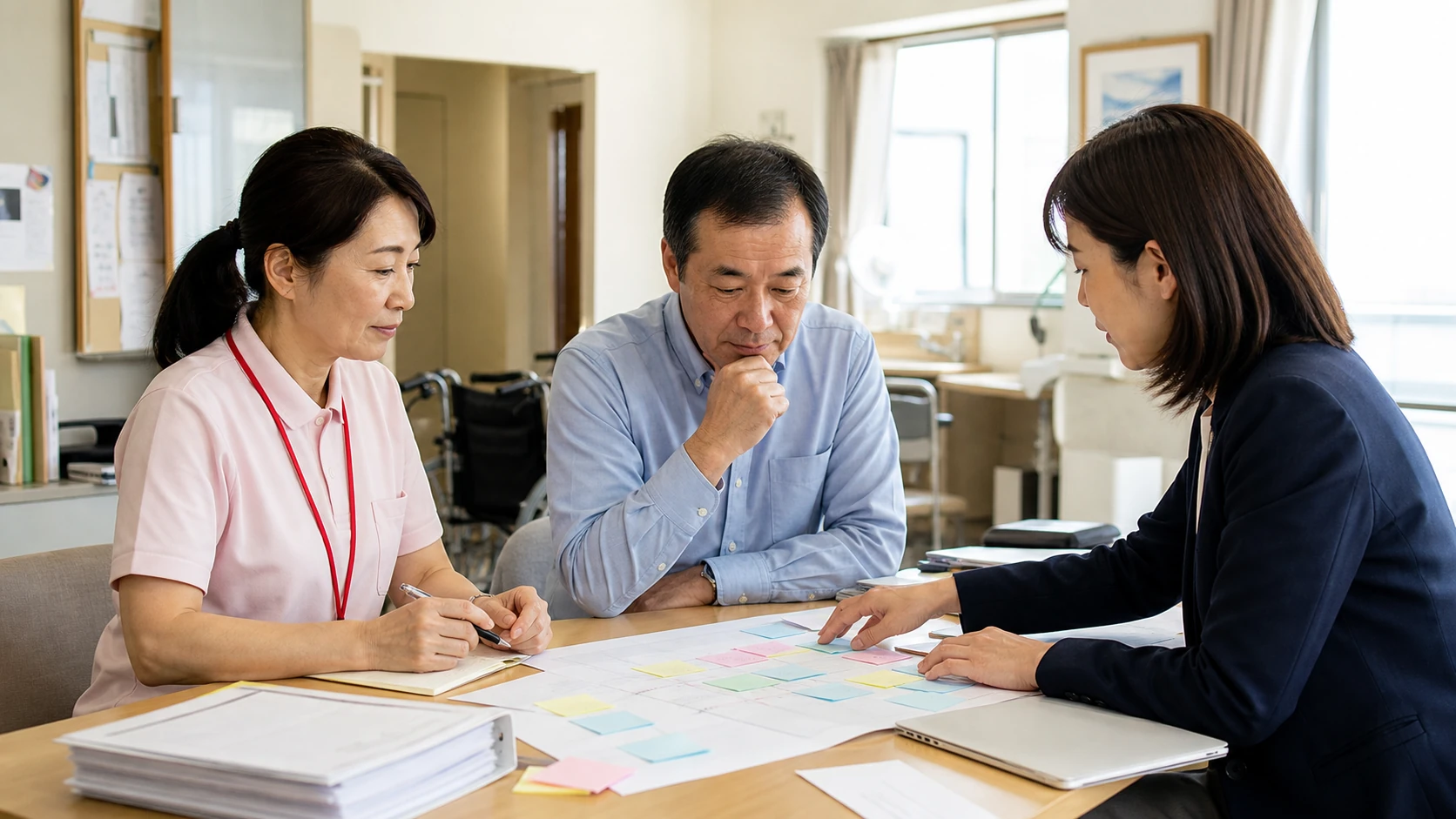 介護事業会社で経営・人事・財務担当が賞与と支給後資金を統合する場面