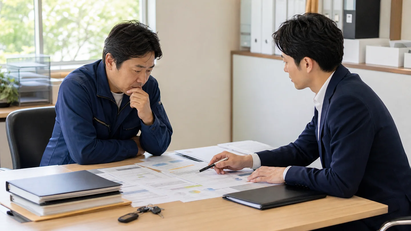 必要書類を基に複数の資金調達方法を比較する経営者