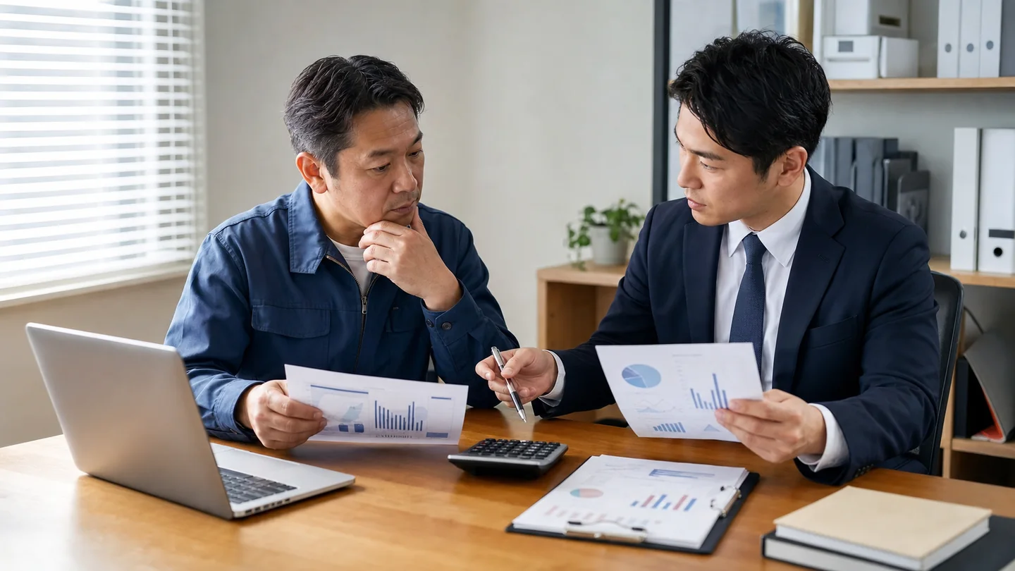 銀行融資とビジネスローンの総返済額を比較する経営者