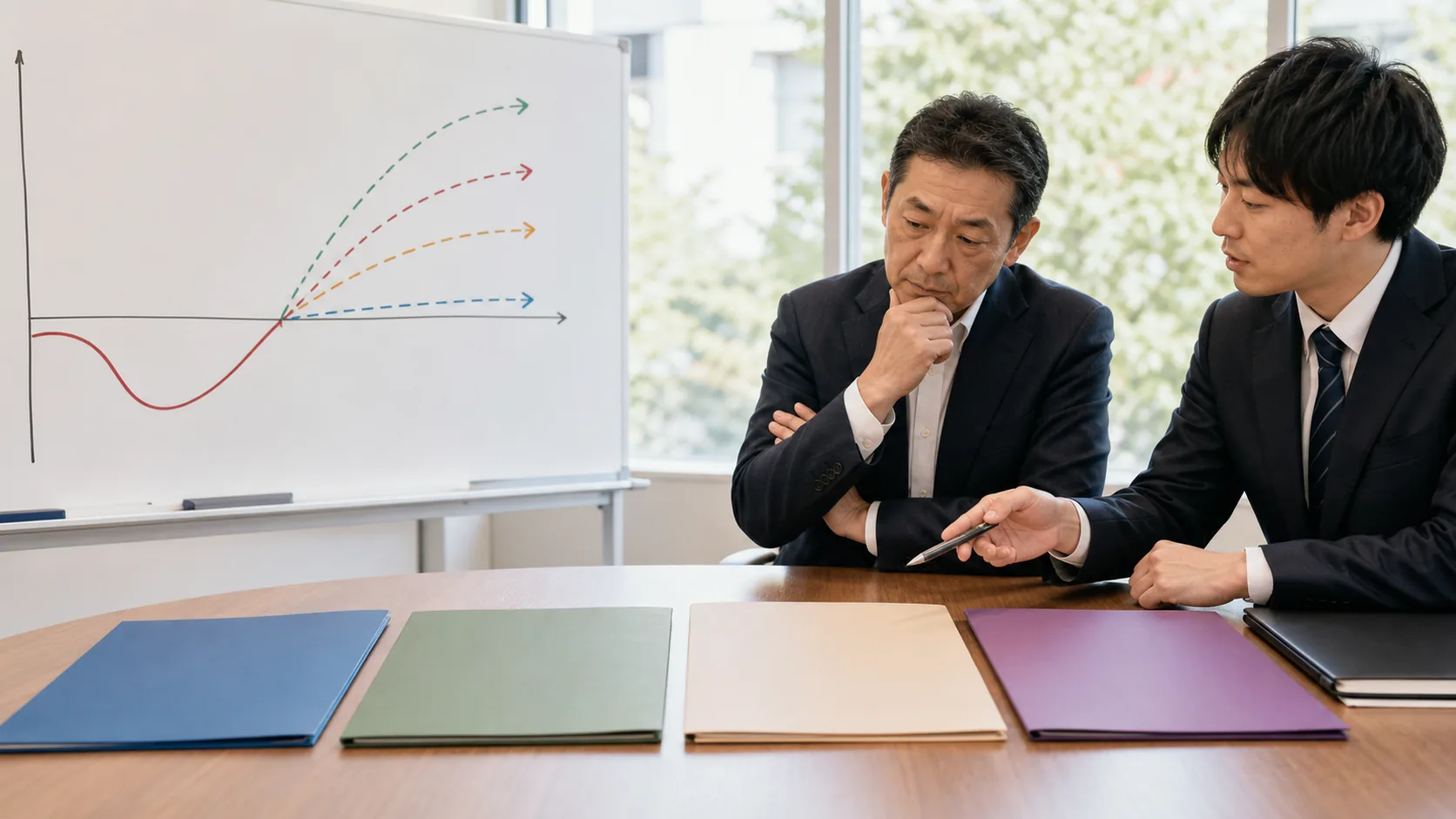 資金繰り改善策を現金化時期と持続性で比較する場面