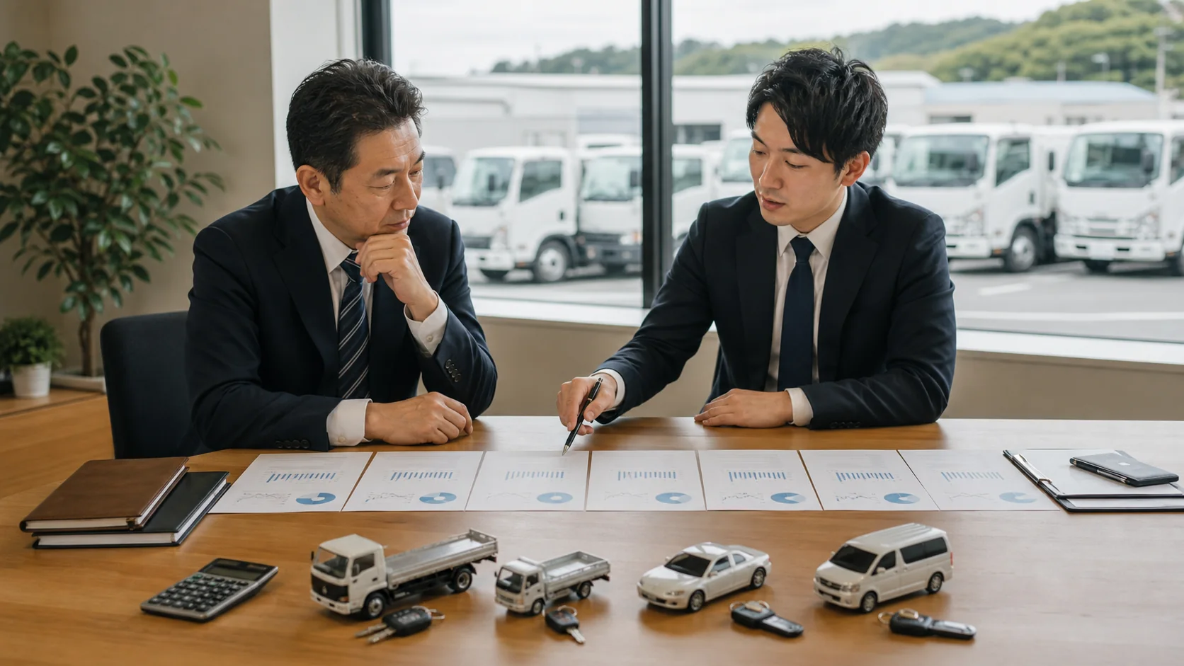 社用車の査定と四つの資金調達を同じ資金繰り表で比較する相談場面