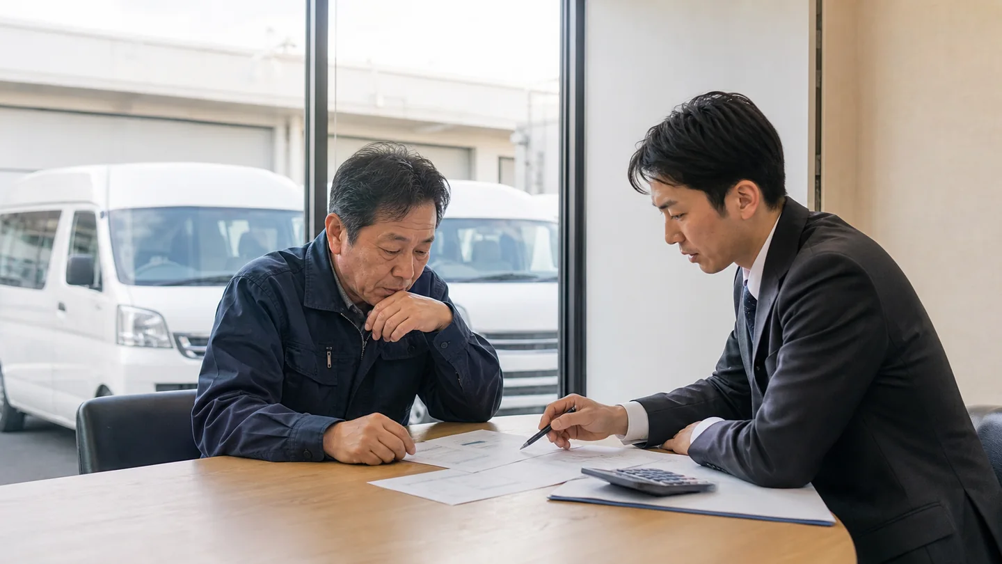 社用車の査定額と月額リース負担を比較する経営者