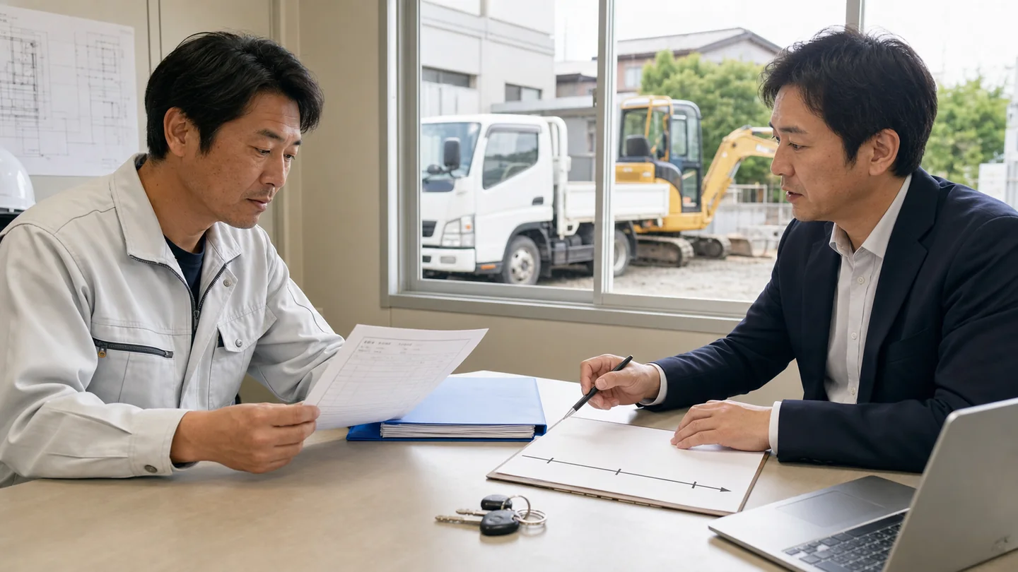 工事代金と車両重機を活用する資金調達を比較する建設会社
