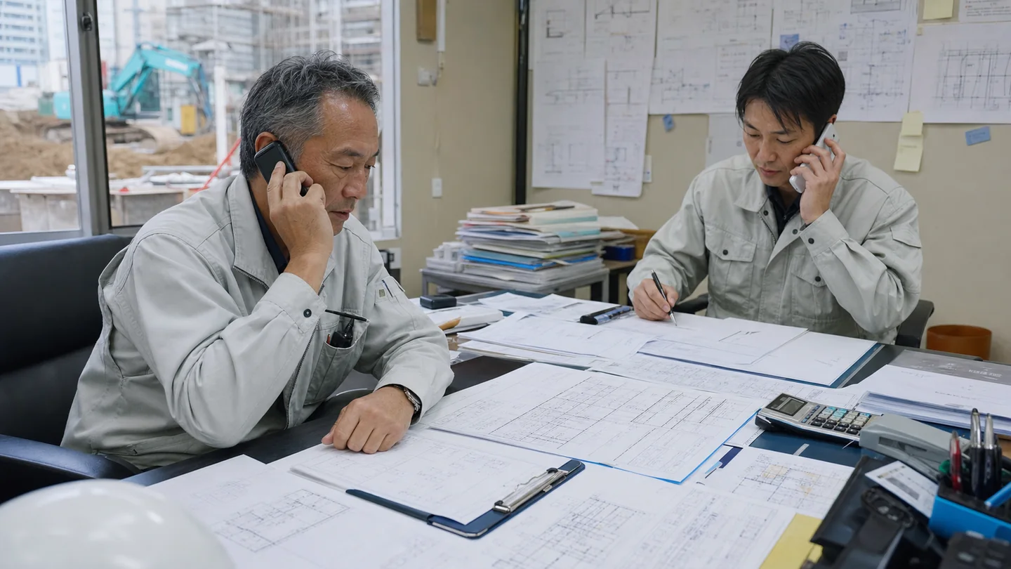 協力会社と元請へ連絡し支払計画を調整する建設会社