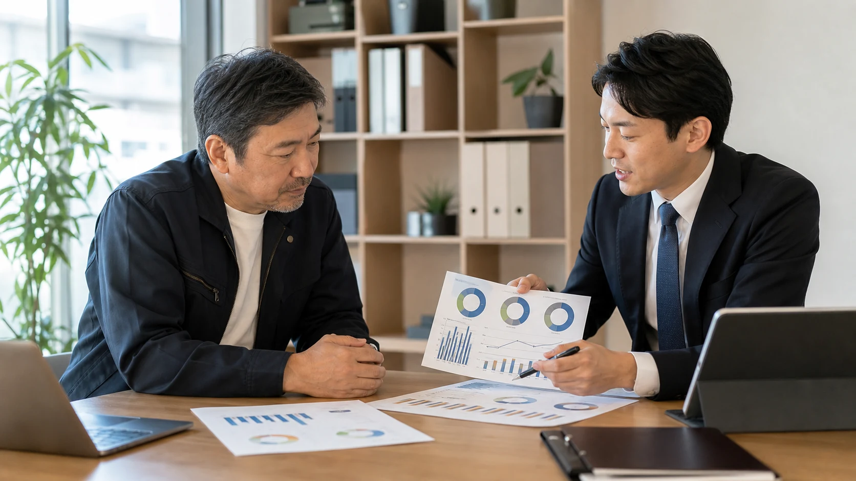保証料を含む銀行融資と公庫・民間手段を総費用で比較する場面