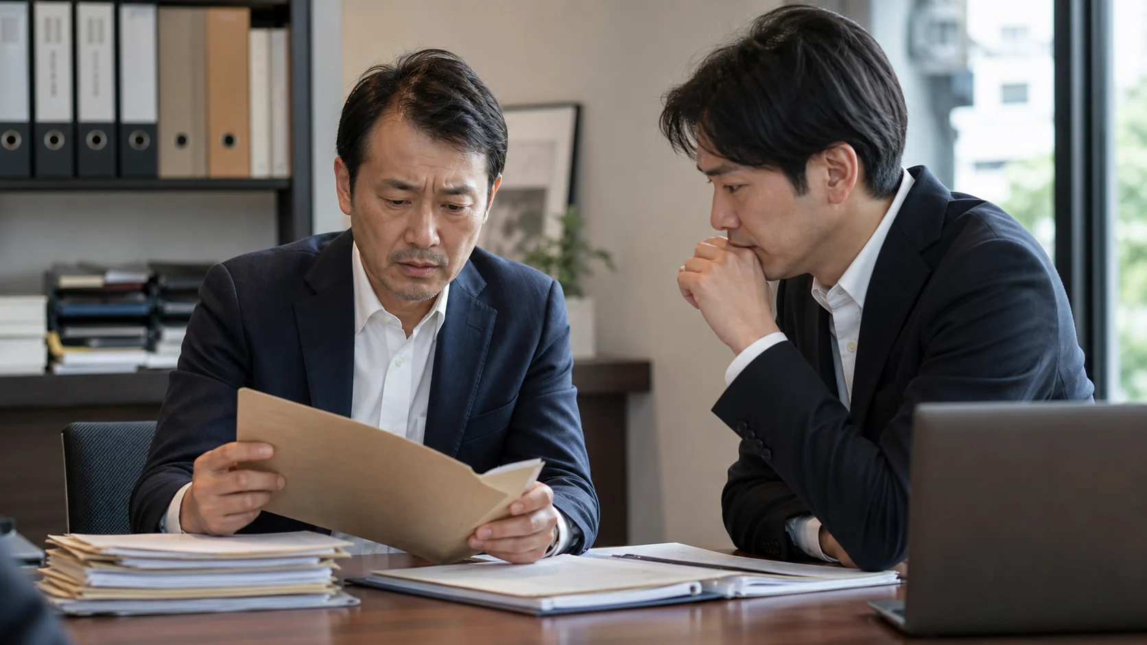 事業内容と許認可証を確認し信用保証の対象可否を相談する経営者