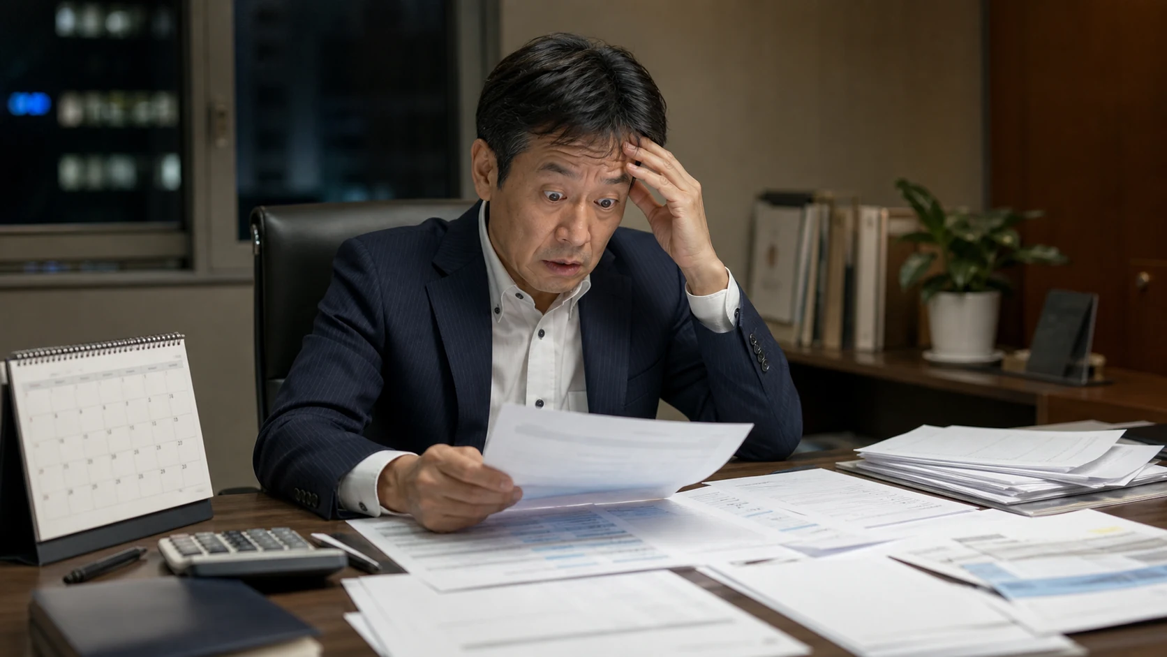 据置期間終了後の返済予定を確認する中小企業経営者