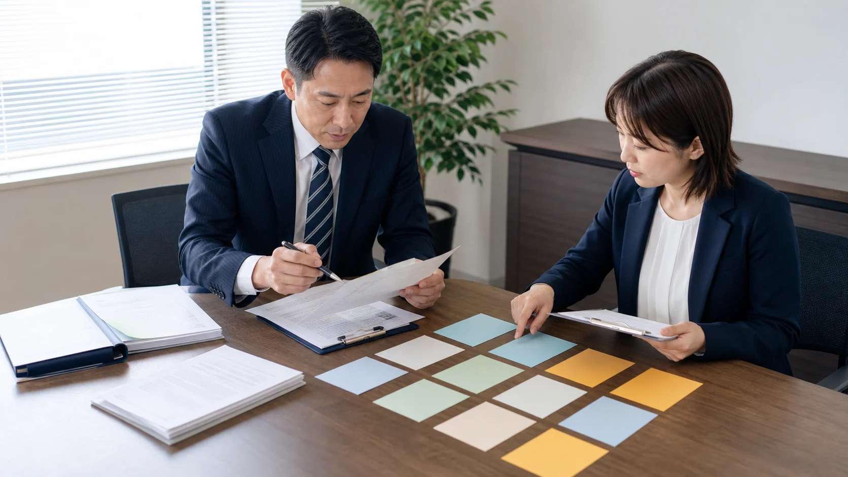 経営者・財務担当・弁護士が契約の未確認項目と質問回答を確認する場面