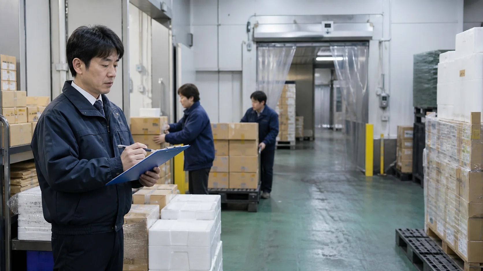 食品製造会社の経営者と財務担当者が年間の資金需要を確認する場面