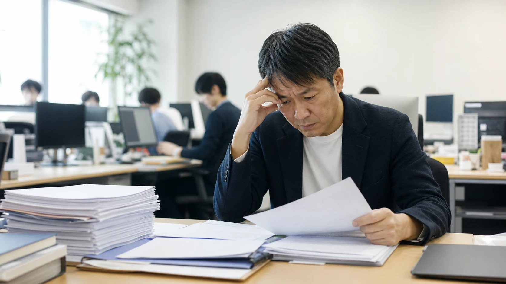 長期開発案件の検収と給与支払予定を確認するIT会社経営者