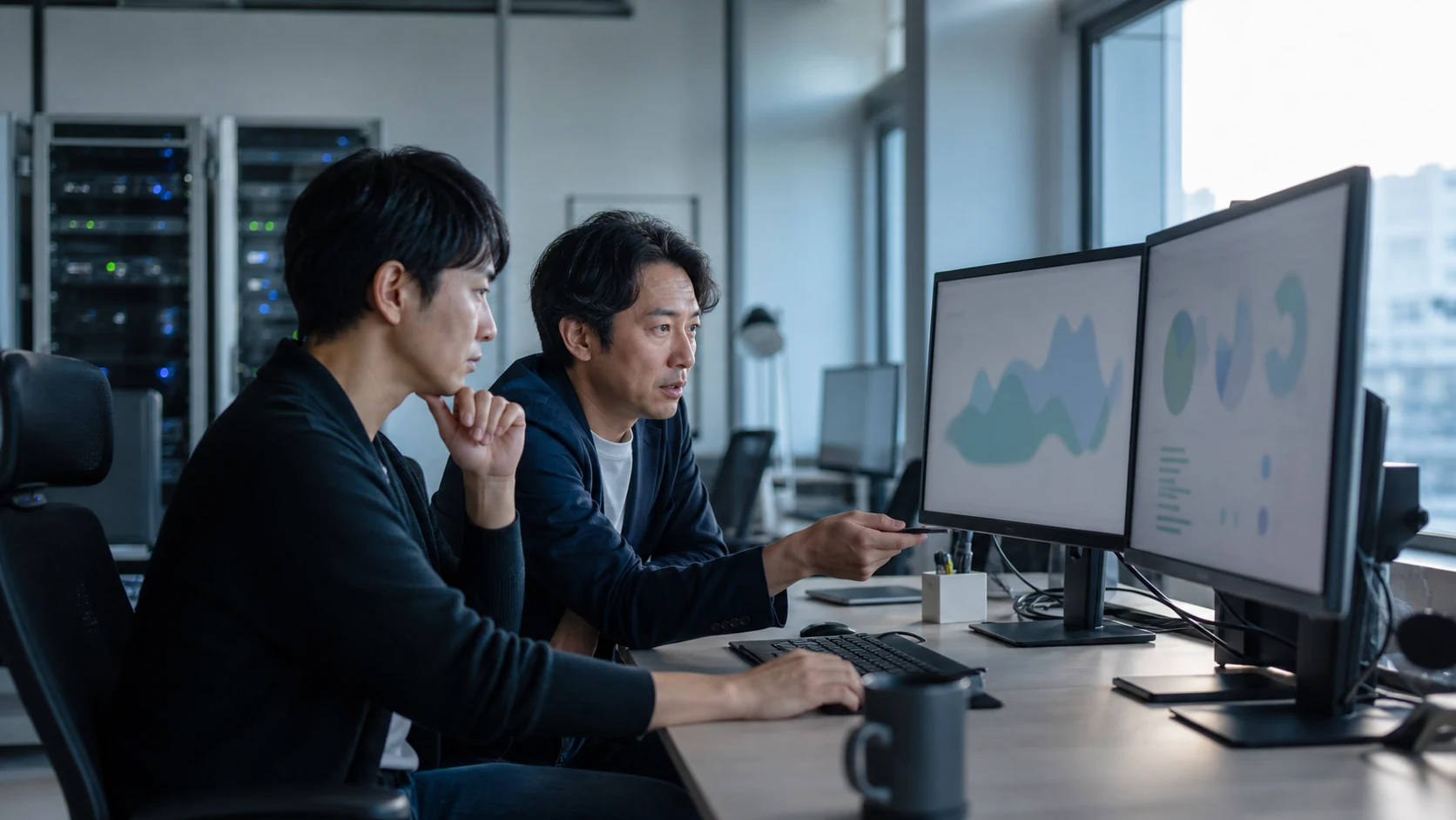 IT会社の経営者・開発責任者・財務担当が案件検収とSaaS指標を確認する場面