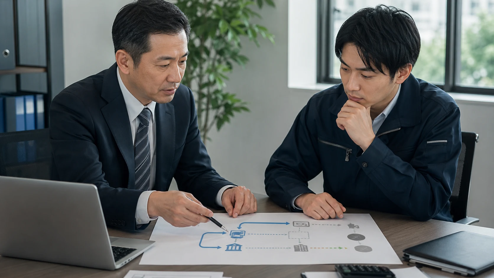 協調融資と一時資金を総費用で比較する経営者と専門家