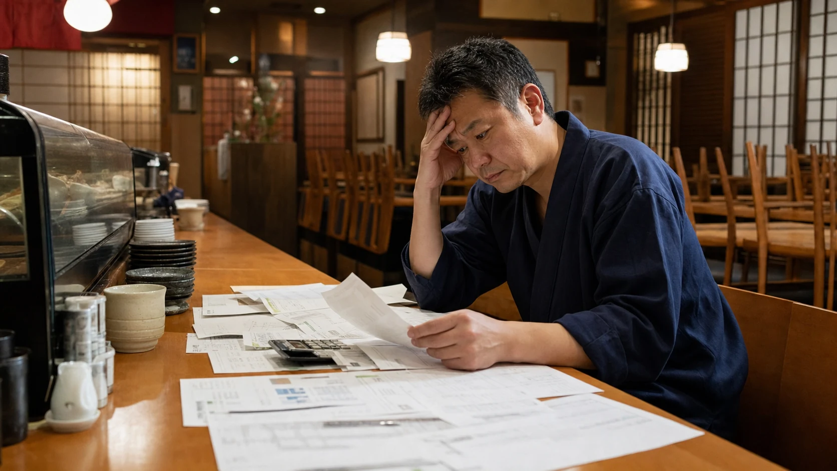 公庫の複数返済予定表を並べ一本化後の返済を検討する事業主