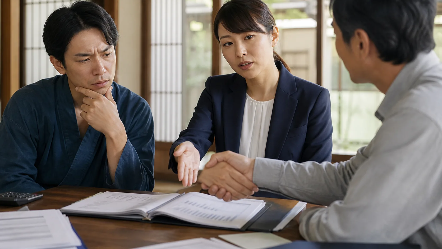 経営者が公庫の公式案内とコンサルの支援範囲を比較する場面