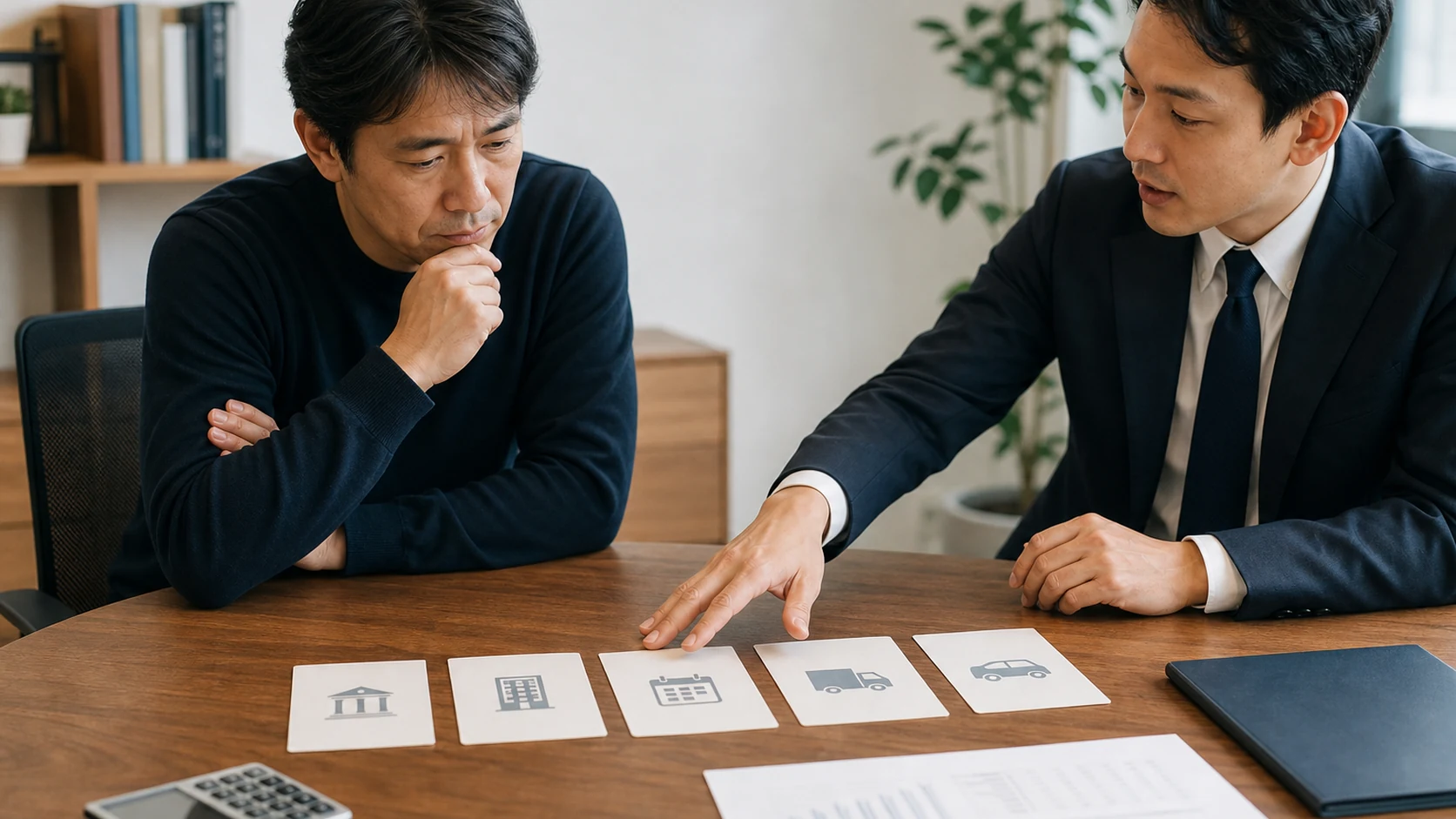 公庫融資と民間資金の金利や手数料を総費用で比較する相談風景