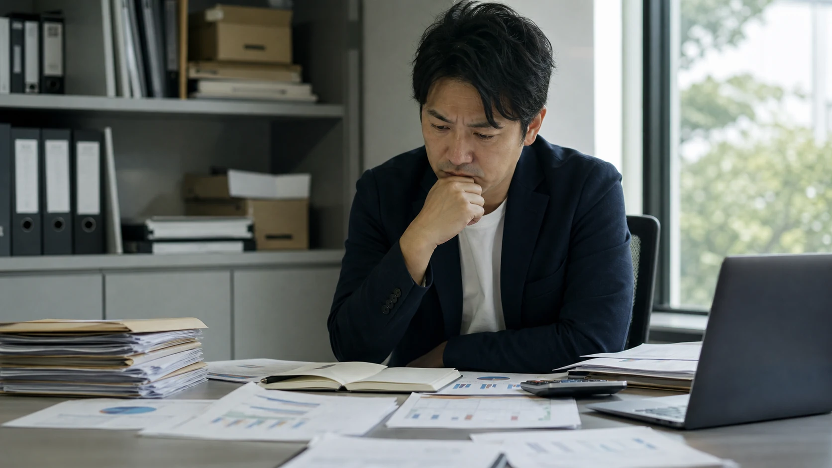 公庫融資の面談前に事業計画と資金繰りを確認する経営者