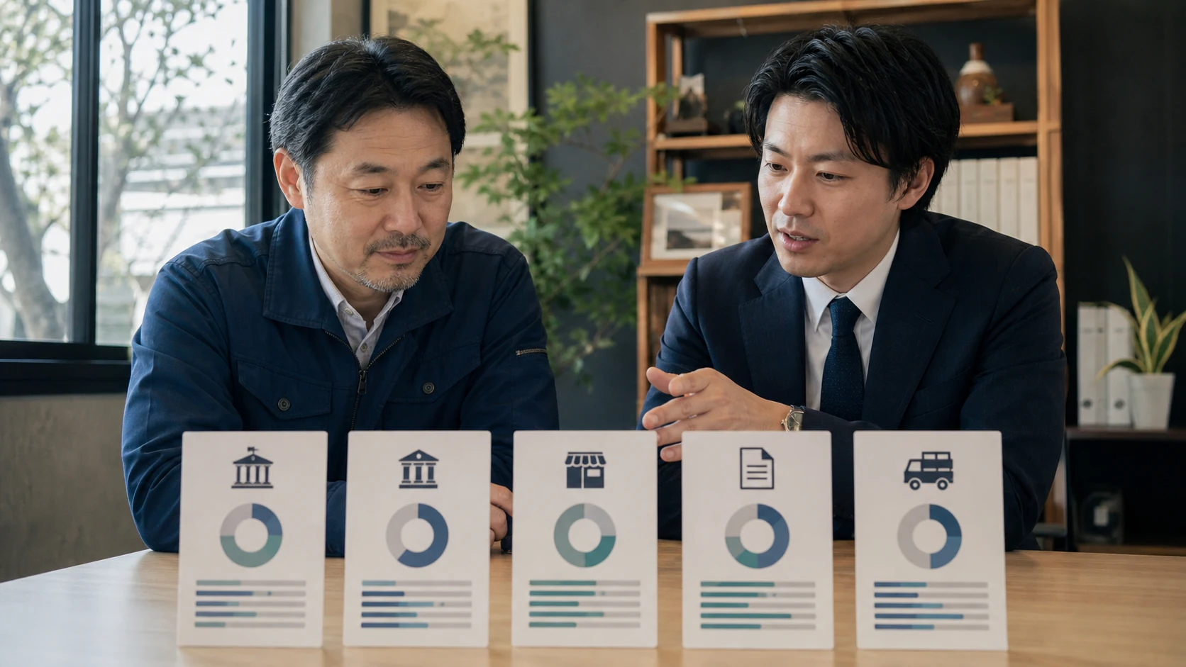 公庫の必要申込額と民間資金の手取りを比較する相談風景