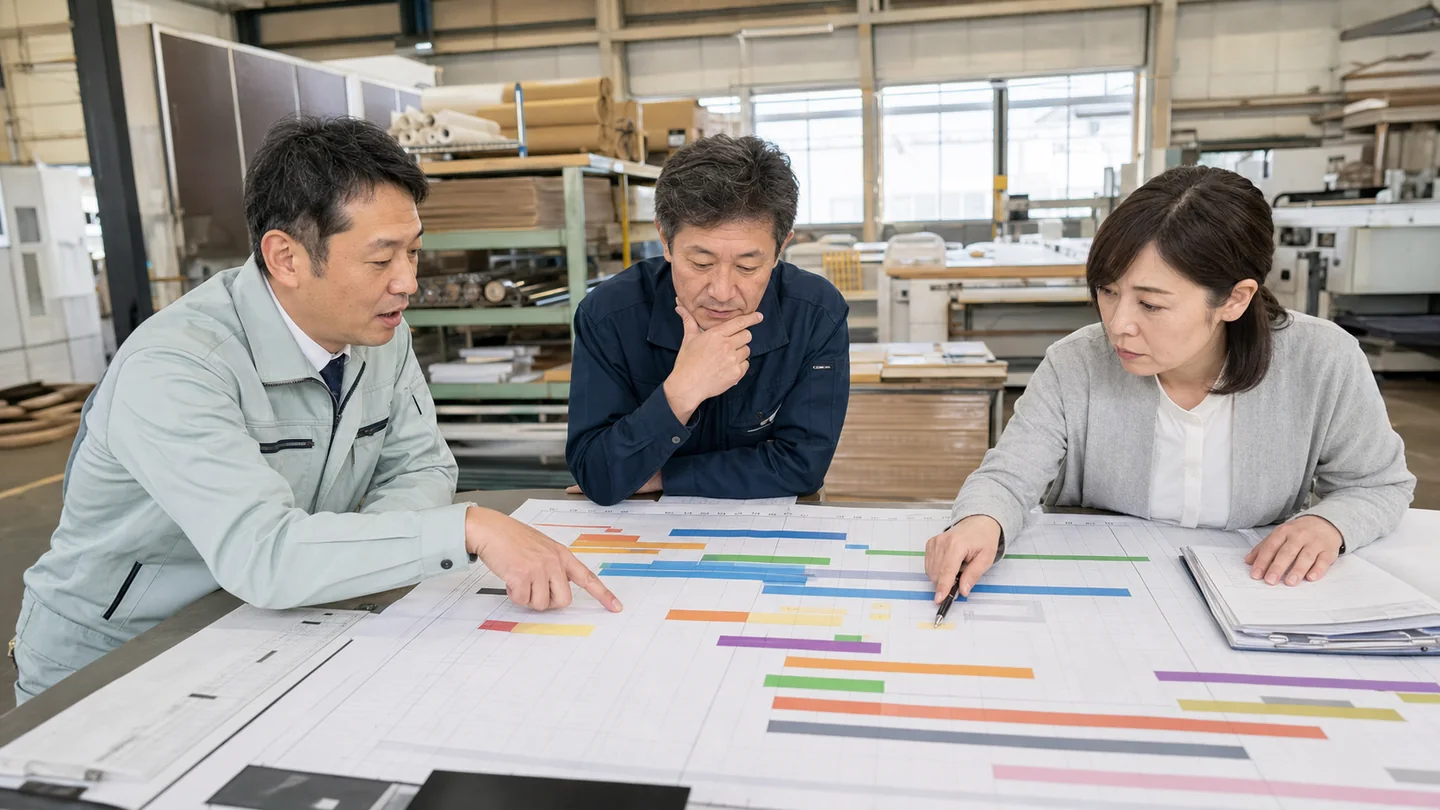 大口受注の仕入れから入金までの資金の谷を確認する製造会社
