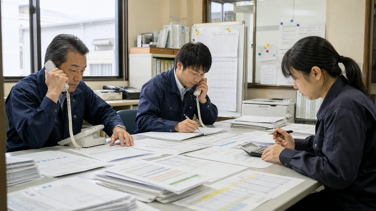 大口受注の条件確認と資金計画を電話で進める製造会社