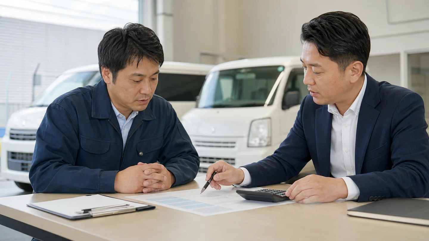 ファクタリング手取りと車両リース料を比較する相談場面