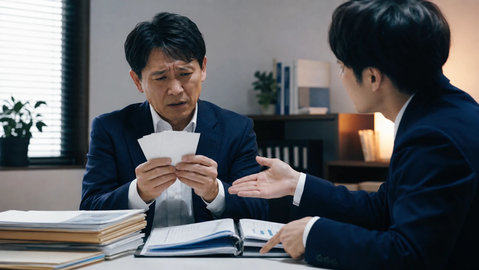 経営者が融資面談ロールプレイで質問へ回答する場面