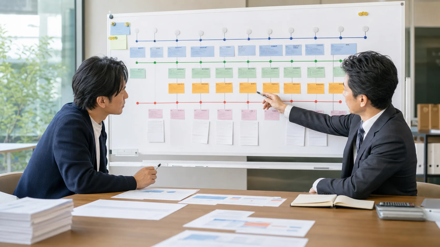 13週間資金繰り表と回収条件改善案を確認する経営者