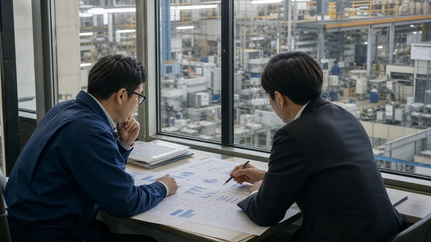 買収側経営者が自己資金・融資・買収後運転資金への配分を比較する場面