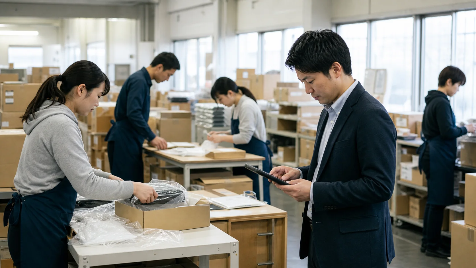 EC事業会社の経理担当者が月次締めの遅延項目を確認する場面
