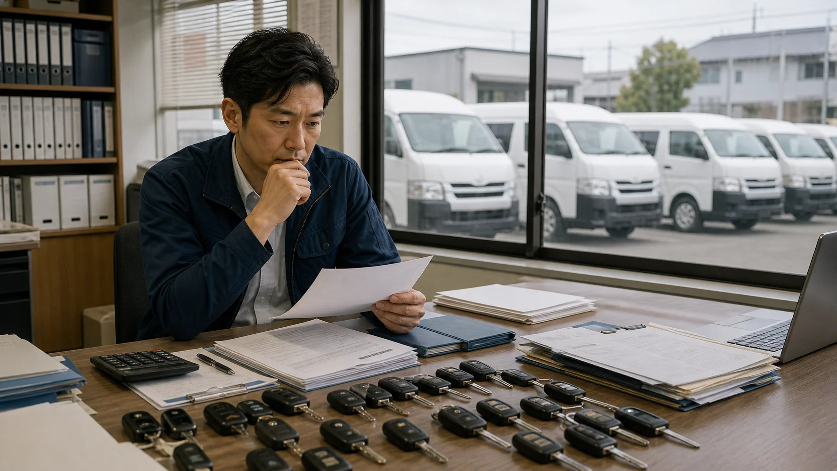 複数台の社用車を一覧表で名義・残債・稼働率に分ける経営者