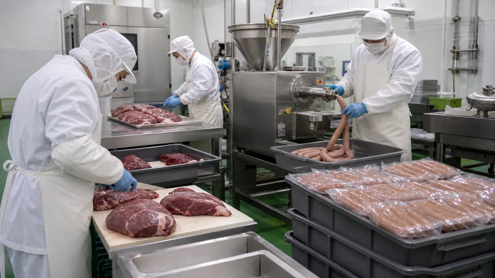 阿武町の食肉加工室で無角和牛の部分肉番号・整形歩留まり・加熱温度・急冷・包装ロットを照合する担当者