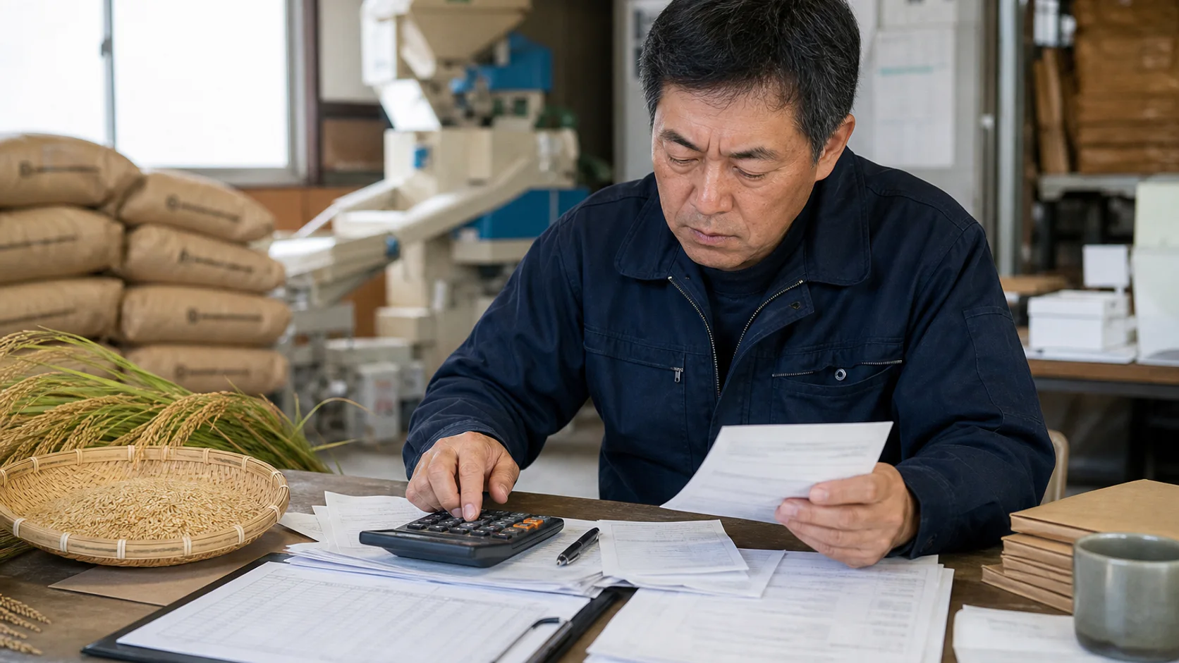 大仙市で春の作付け資材、収穫期の乾燥・選別費、加工前の原料・包材、冬期前の燃料・除雪費の支払いを点検する事業者