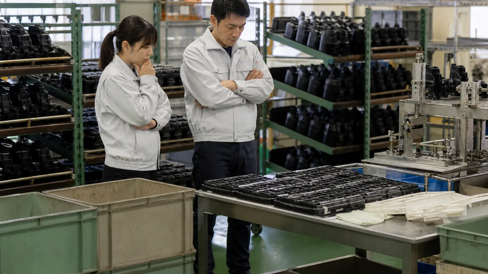 府中町の自動車内装・機構部品の成形・組立・納入で在庫・設備容量・出荷予定を確認する担当者