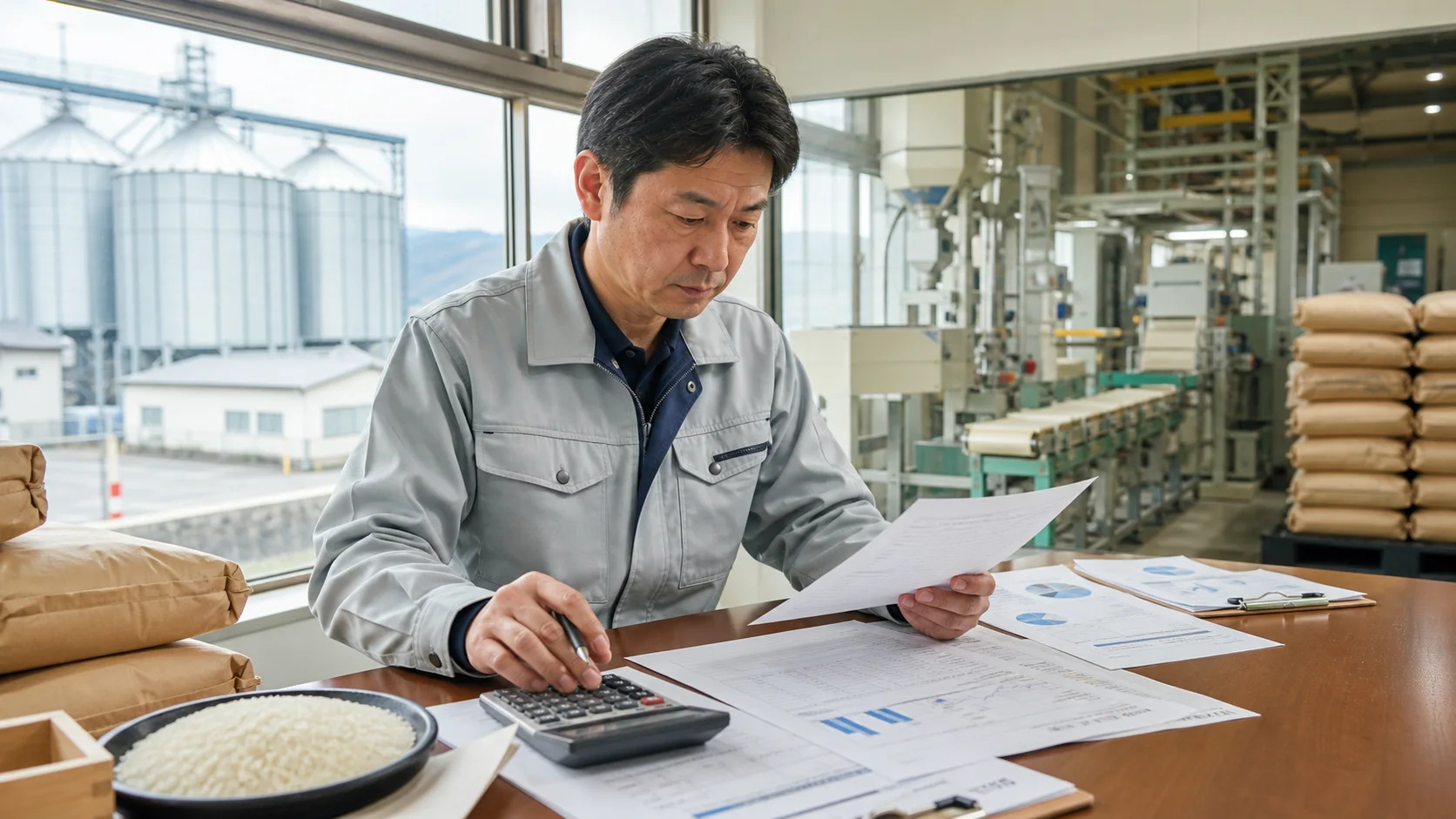 深川市で春の種苗・肥料・農機整備、秋の収穫人員・乾燥調製、原料米買付け・精米・包材、米穀輸送燃料、冬の暖房・除雪・施設工事費の支払いを点検する事業者