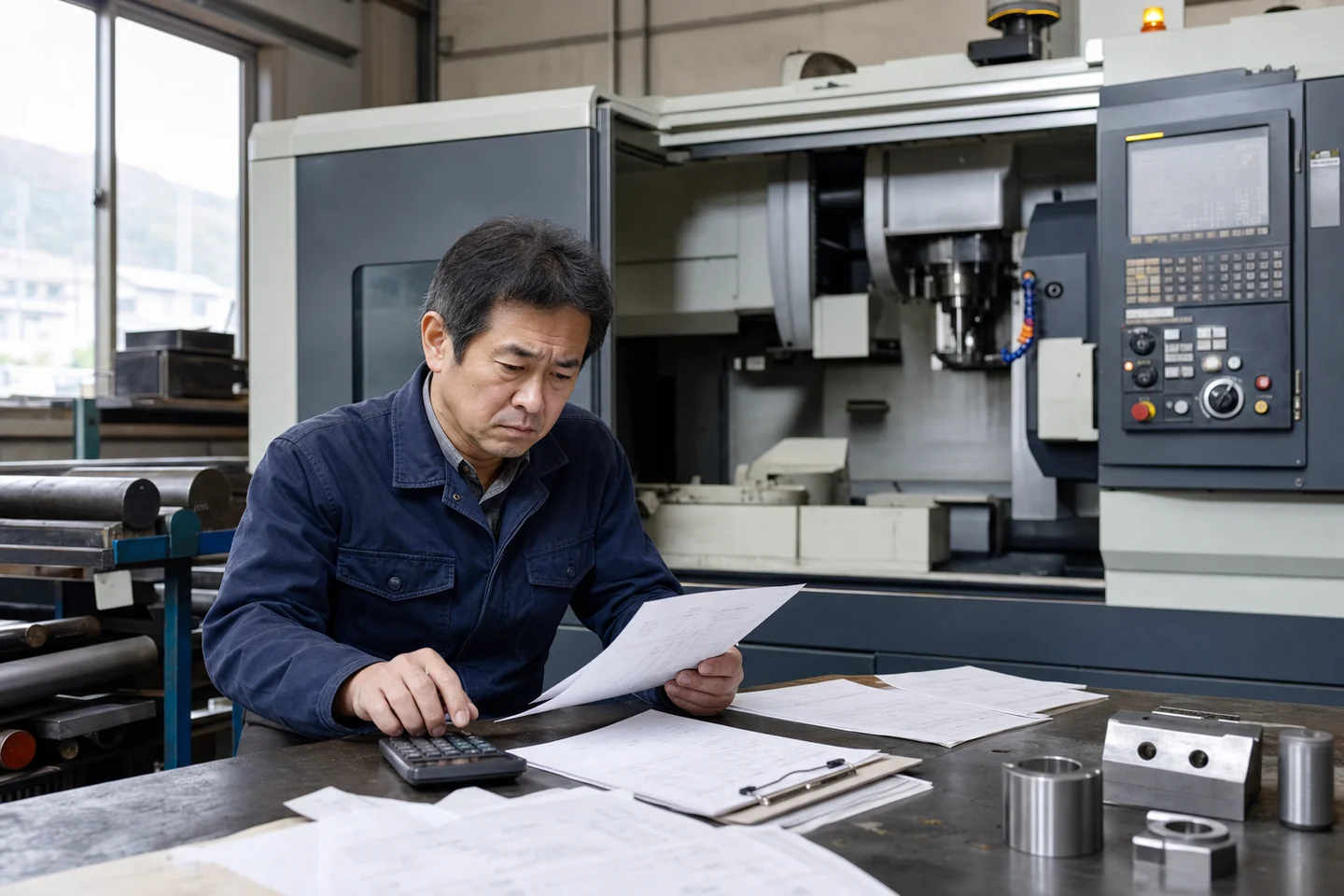 可児市の製造業者が材料費と外注加工費と設備保全費を確認する様子