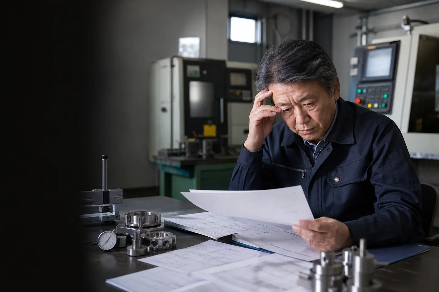 大垣市の精密加工事業者が材料費・検査費・外注費を確認する様子