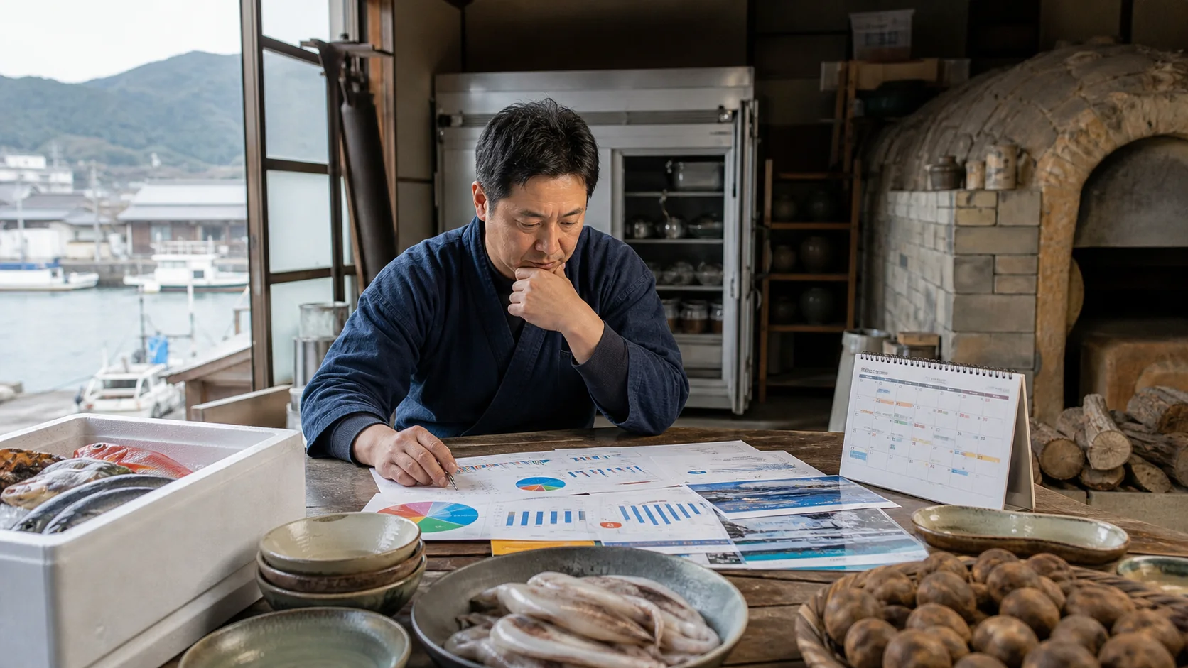 萩市で作付け・出漁前の資材、観光期前の食材・採用費、食品加工前の原料・冷蔵費、窯焚き前の粘土・釉薬・燃料費の支払いを点検する事業者