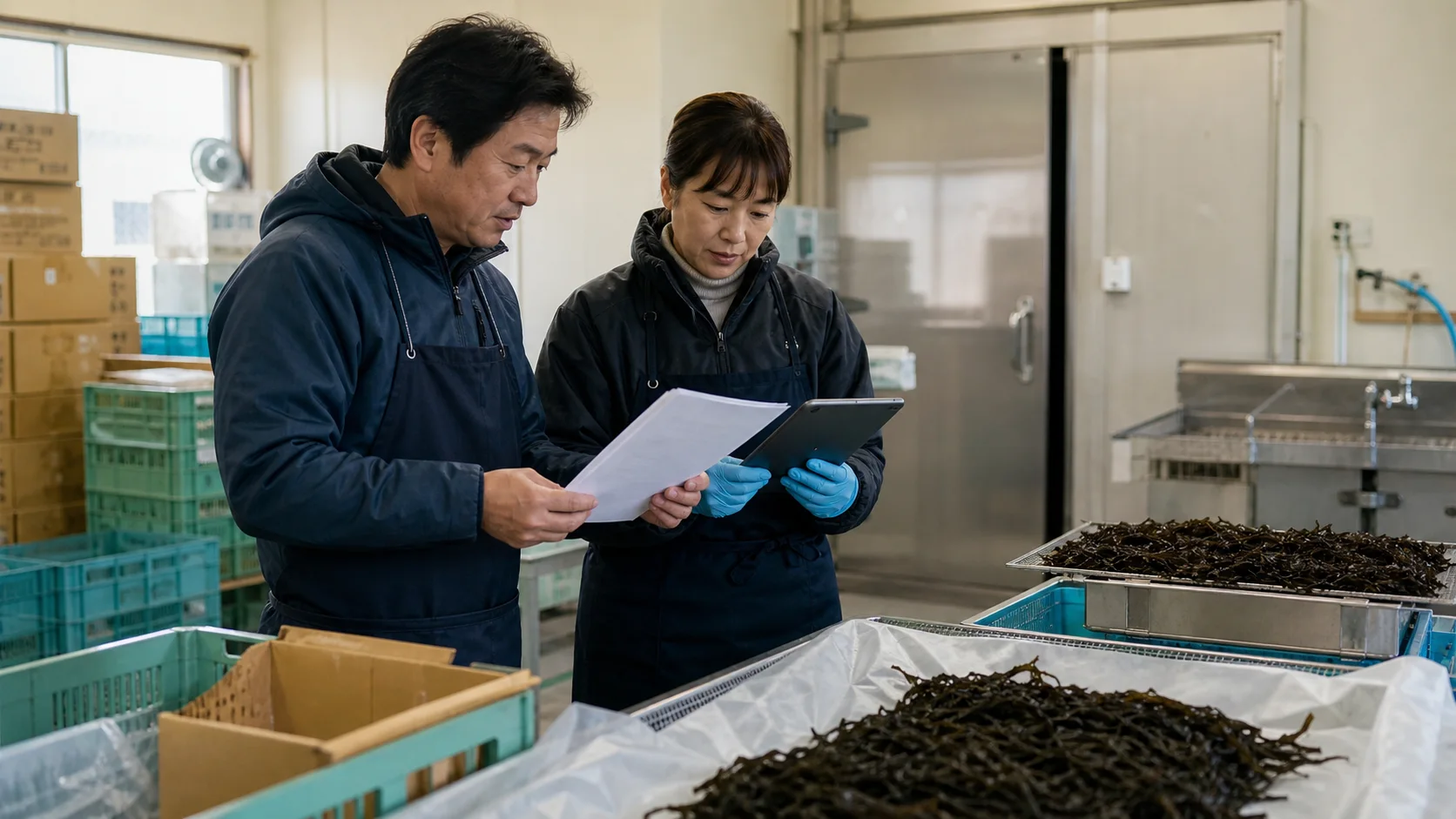 東松島市でのり・かき養殖資材の投入、春秋の作付け・収穫費、水揚げ・選別・加工の人員と冷蔵電力、施設工事材、台風・高潮時の操業変更の支払いを点検する事業者