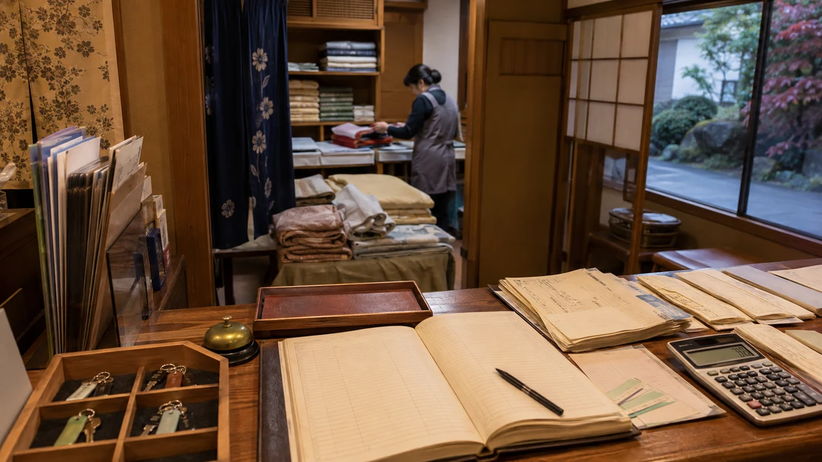 平泉町の世界遺産観光の予約・客室準備・宿泊・朝食・精算で支払日と検収後の入金日がずれる状況を想定した生成イメージ
