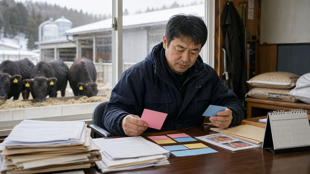 今別町のいまべつ牛の肥育・出荷・枝肉精算で支払日と検収後の入金日がずれる状況を想定した生成イメージ