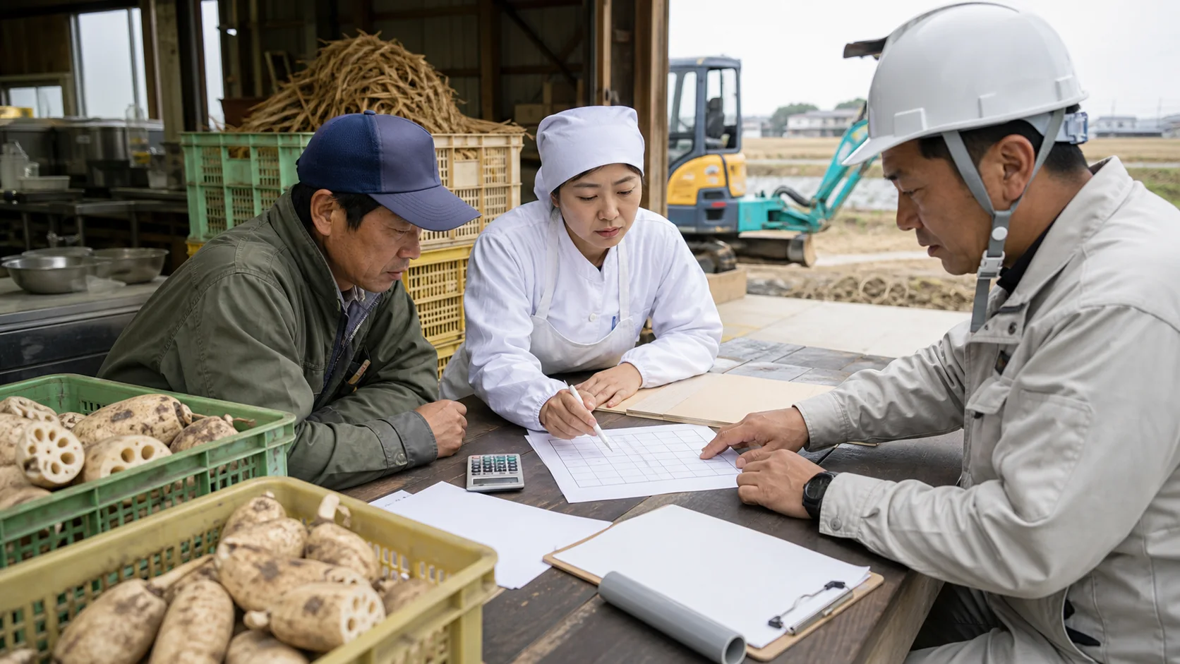 稲敷市の農業・食品・建設事業者が資金予定を確認するイメージ