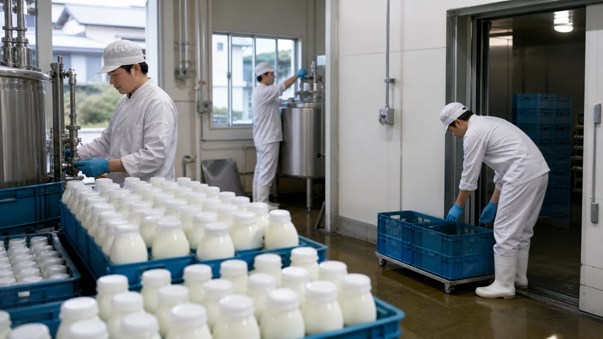 内灘町の酪農・乳製品の低温流通で仕掛品と進捗を確認する担当者