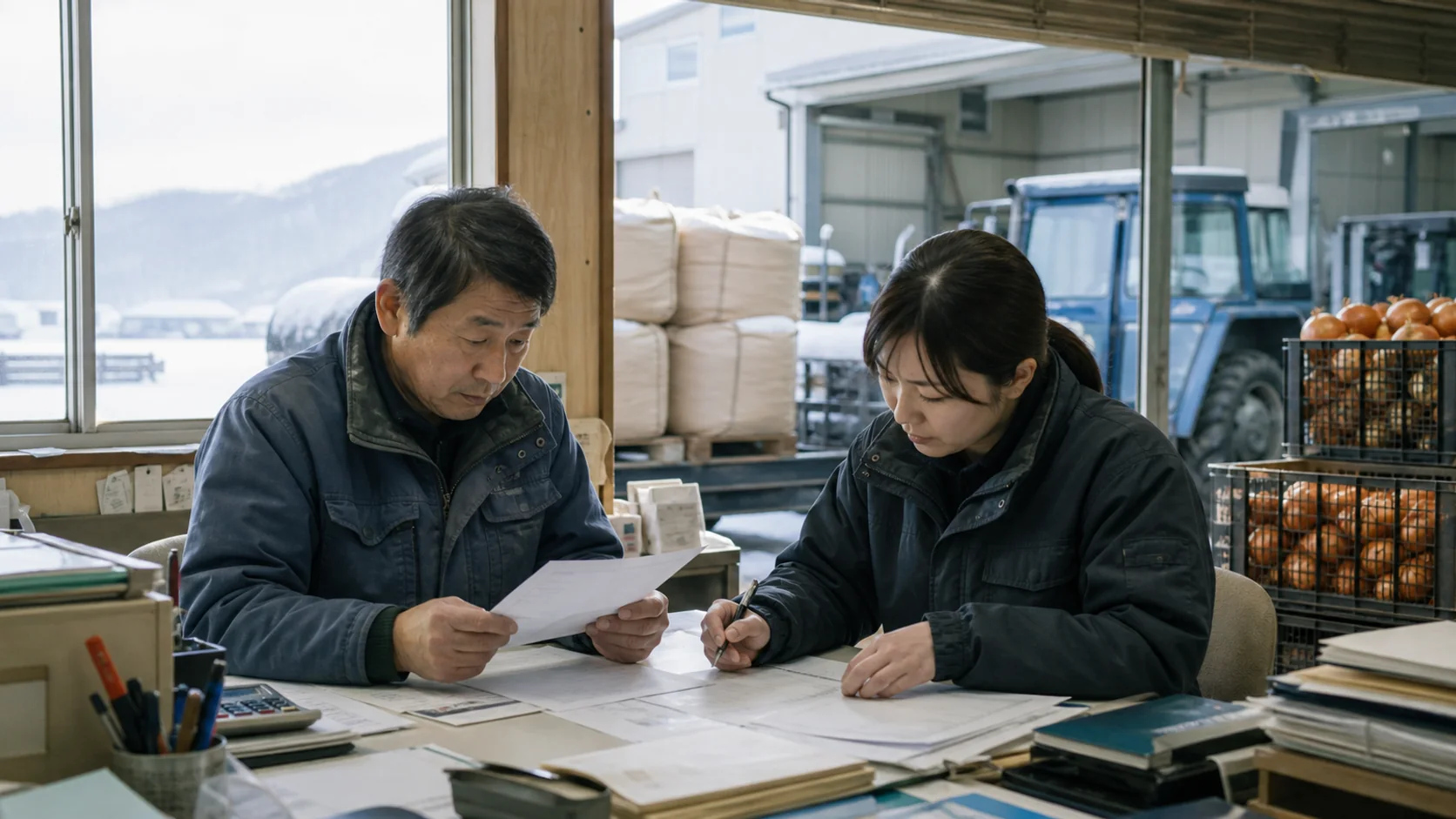 岩見沢市で融雪後の作付け資材、収穫前後の人員・燃料、食品加工前の原料、冬期工事の暖房・除雪費の支払いを確認する事業者
