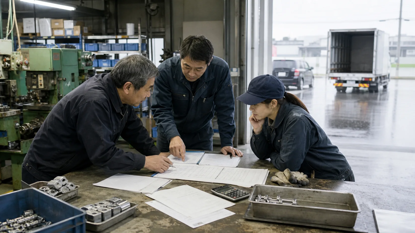 角田市で量産立上げ前の材料・金型費、春秋の作付け・収穫費、部品便と農産物配送の燃料、工場定修材、台風・大雨の排水対策の支払いを点検する事業者