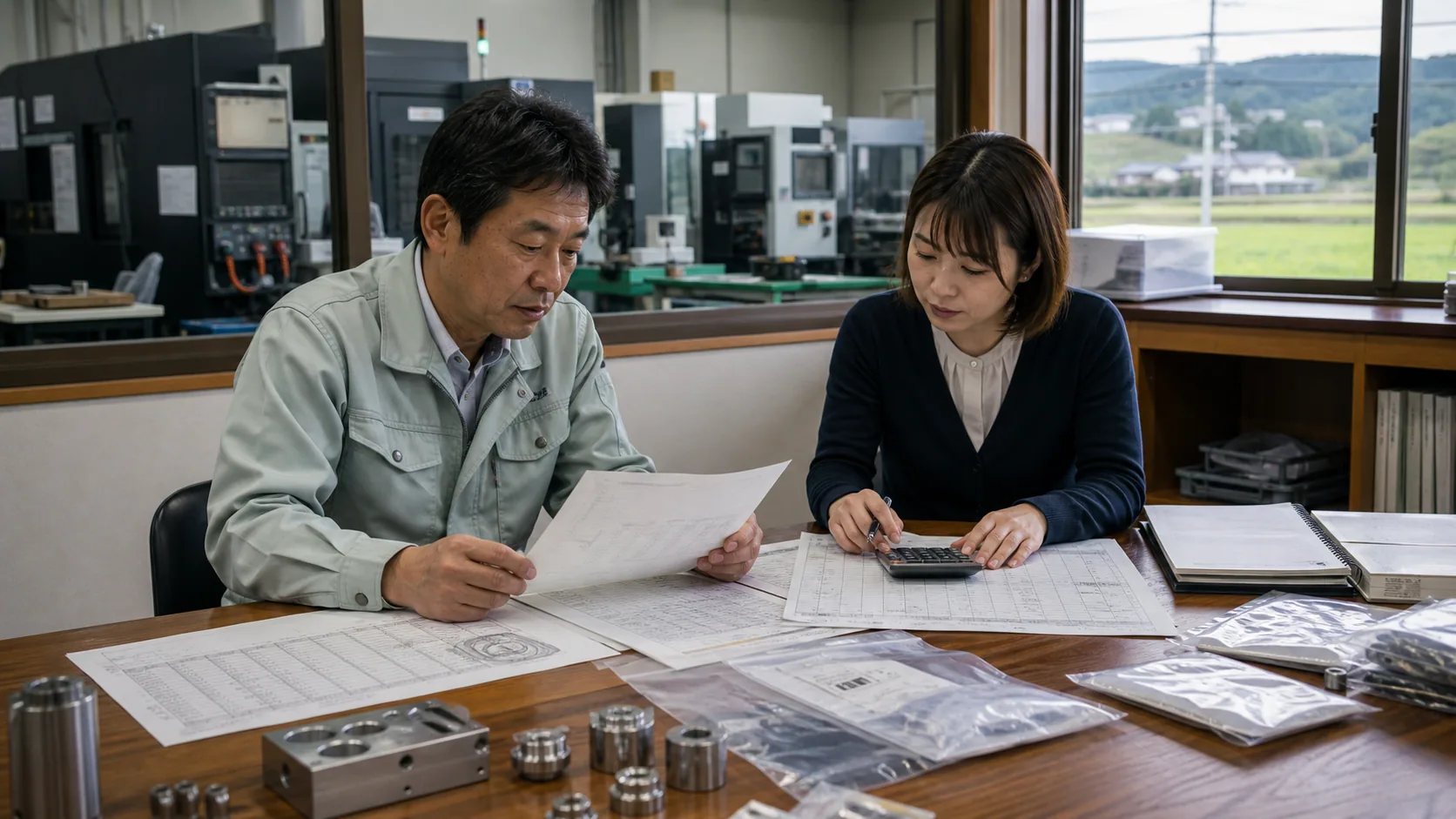 菊池市の製造責任者が原料台帳と部品検収予定から資金不足週を確認する場面
