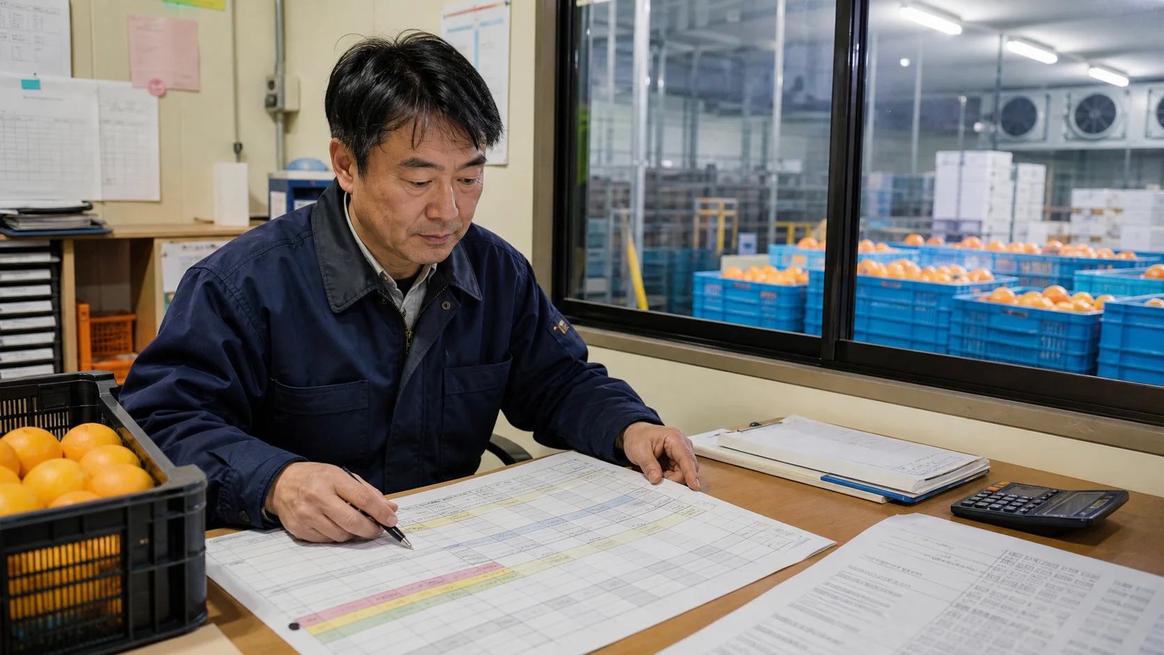 紀の川市で作付け・防除期の肥料・農薬、収穫前の人員・包材、選果加工期の電気・冷蔵費、出荷集中期の車両・燃料費の支払いを点検する事業者