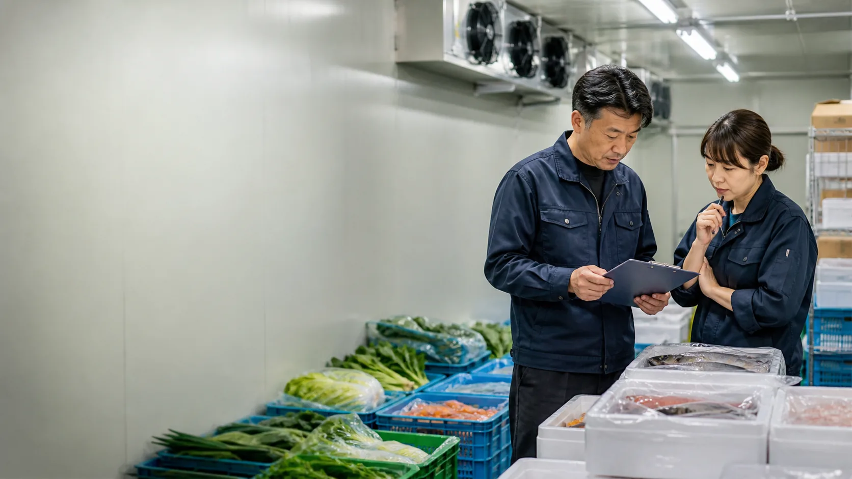 岸和田市の事業者が材料・原料の高騰、季節在庫、冷蔵電力費、卸売代金の回収待ちによる資金不足日を確認する場面
