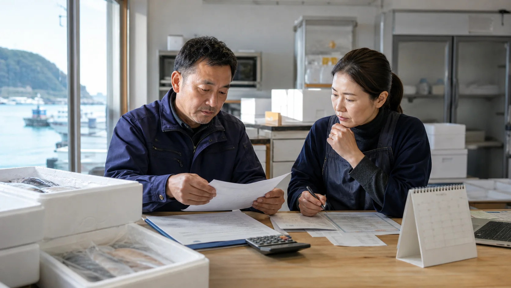 北茨城市の水産・観光事業者が資金予定を確認するイメージ
