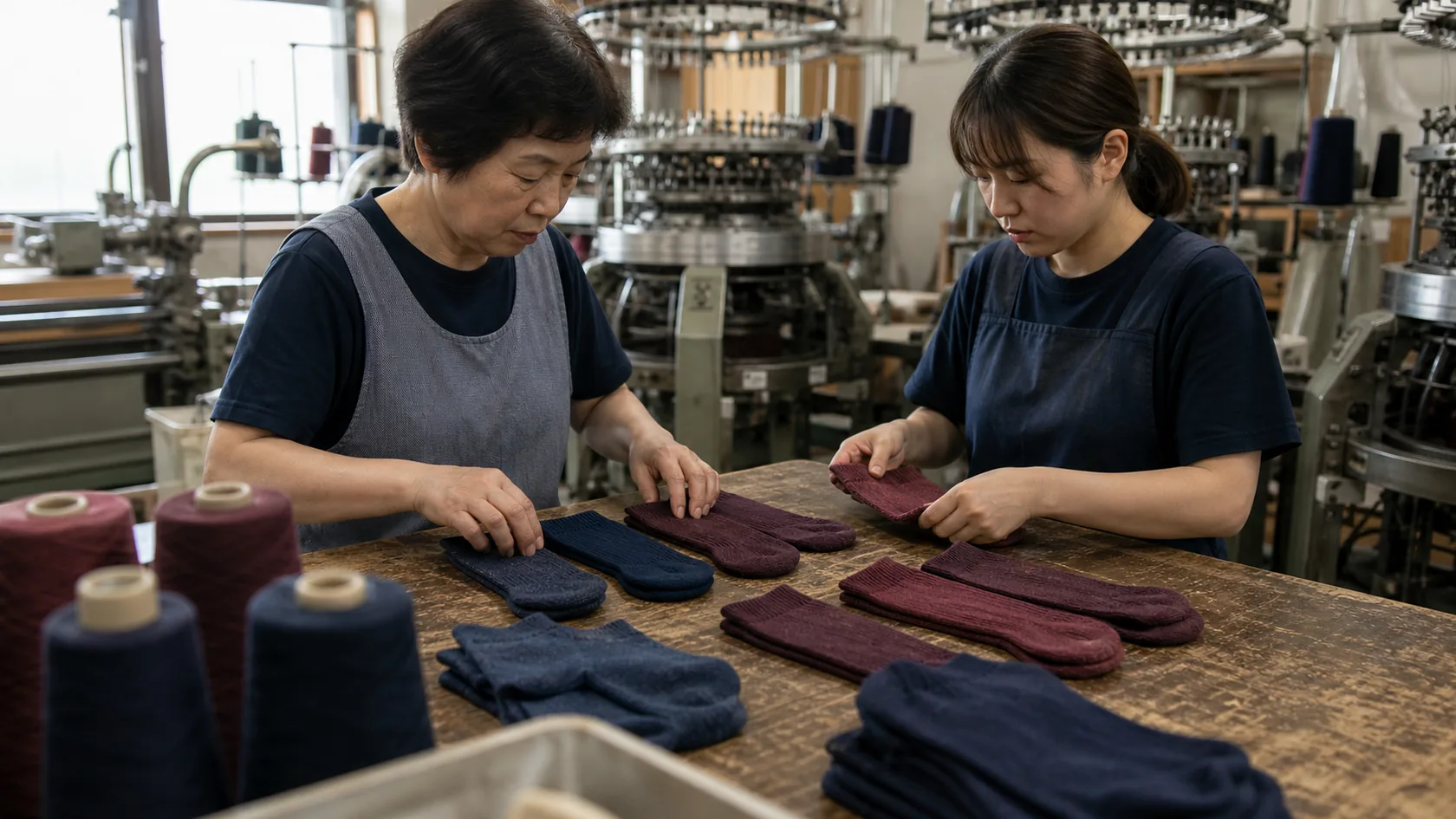 広陵町の靴下の編立て・つま先縫製・セット加工・検品出荷で在庫・設備容量・出荷予定を確認する担当者