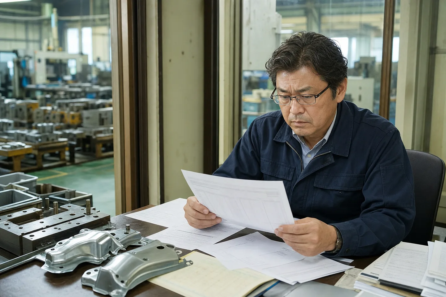 鈴鹿市の自動車部品メーカーが材料費・外注加工費・設備費を確認する様子