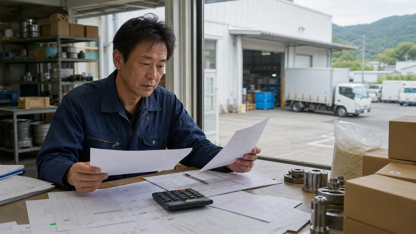 三原市で製造ロット前の部品、食品加工前の原料、物流繁忙期の燃料・外注、工場保全工事の建材費の支払いを確認する事業者
